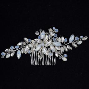 img 4 attached to 💍 Vintage Bridal Hair Accessories - Fanvoes Hair Pieces Comb for Brides, Silver Headpiece Clip Barrette Jewelry with Handmade Flower, Rhinestone, Light Blue Opal Crystal - Ideal for Women, Girls, Bridesmaids