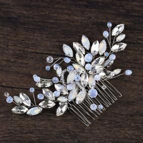 img 2 attached to 💍 Vintage Bridal Hair Accessories - Fanvoes Hair Pieces Comb for Brides, Silver Headpiece Clip Barrette Jewelry with Handmade Flower, Rhinestone, Light Blue Opal Crystal - Ideal for Women, Girls, Bridesmaids