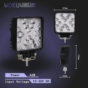 img 3 attached to 🔦 WOKU Светодиодный рабочий фонарь 46W 3500LM 6000K, светодиодная панель-флуд с квадратным светом, янтарный/желтый, для трактора, внедорожного 4WD грузовика, ATV, UTV, SUV, дневного хода супер яркий.