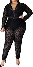 img 4 attached to Through Jumpsuit Bodycon Clubwear Rompers Women's Clothing in Jumpsuits, Rompers & Overalls