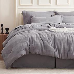img 4 attached to 🛏️ Bedsure King Comforter Set - Waffle Weave Bed-in-a-Bag, 8 Piece Grey Bedding Sets, Super Soft & Cozy All Season Complete Set