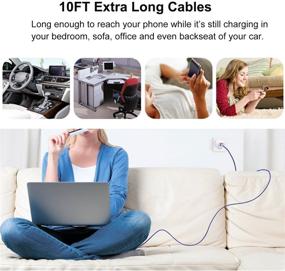 img 1 attached to Pofesun USB Type C Cable 3Pack 10Ft Nylon Braided USB C Cable Fast Charger Charging Cord Compatible Samsung Galaxy S10 S9 S8 Note 9 Note 8 Plus Пофесун кабель USB Type C 3 шт. 10 футов нейлоновый оплетенный USB C кабель Быстрая зарядка Зарядный шнур Совместим с Samsung Galaxy S10 S9 S8 Note 9 Note 8 Plus