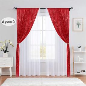 img 3 attached to 🎉 Eternal Beauty 2 PCS Red Sequin Curtains: Stunning Backdrop for Christmas Party, Birthday – 2FTx8FT Size