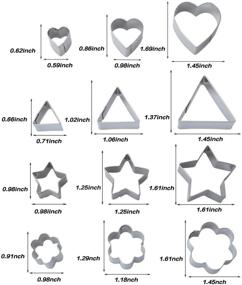 img 3 attached to 🍪 Homy Feel Mini Geometric Cookie Cutter Set: 24 Stainless Steel Metal Molds for Baking Rectangle, Square, Heart, Triangle, Round, and Tiny Circle Shaped Cookies and Biscuits