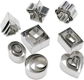 img 4 attached to 🍪 Homy Feel Mini Geometric Cookie Cutter Set: 24 Stainless Steel Metal Molds for Baking Rectangle, Square, Heart, Triangle, Round, and Tiny Circle Shaped Cookies and Biscuits