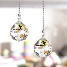 img 2 attached to 👍 Enhance Your Ceiling Fan Light with Poolan 2 Pack Crystal Clear Ball Pull Chains - 1 Meter Length, K9 Grade Beaded (2 Pack, Style D)