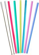 12 inch extra long reusable silicone straws for 32 oz tall tumbler, 40 oz hydro 🥤 flask, 64 oz gallon water bottle, hydro water jug yeti rtic-flexible large big-8 pack (half gallon edition) logo