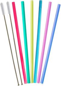 img 4 attached to 12 Inch Extra Long Reusable Silicone Straws for 32 oz Tall Tumbler, 40 oz Hydro 🥤 Flask, 64 oz Gallon Water Bottle, Hydro Water Jug YETI RTIC-Flexible Large Big-8 Pack (Half Gallon Edition)