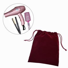 img 1 attached to Beautyflier Travel Hair Dryer Bags: Stylish Cotton Drawstring Bag for Hairdryer Organization and Storage at Home or Travel (11.5”x 10” Wine Red)