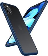 📱 torras shockproof iphone 11 pro case, [military grade drop tested] translucent matte hard case with soft tpu bumper - slim blue phone case compatible for iphone 11 pro logo