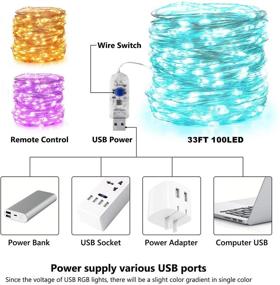 img 2 attached to 🎄 BrizLabs Christmas Fairy Lights: 33ft 100 LED Color Changing String Lights with Remote - USB Powered RGB Multicolor Xmas Twinkle Lights for Christmas Tree Room Decor