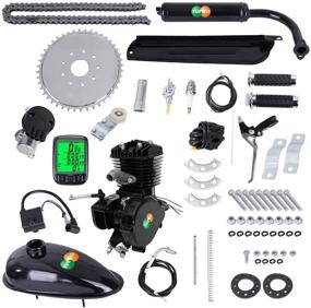 img 3 attached to 🚲 YUEWO 80cc Motorized 2-Stroke Upgrade Bike Conversion Kit with Speedometer - Ideal for 24", 26", and 28" Bikes (Black)