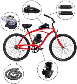 img 2 attached to 🚲 YUEWO 80cc Motorized 2-Stroke Upgrade Bike Conversion Kit with Speedometer - Ideal for 24", 26", and 28" Bikes (Black)