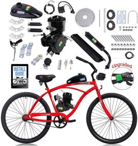 img 4 attached to 🚲 YUEWO 80cc Motorized 2-Stroke Upgrade Bike Conversion Kit with Speedometer - Ideal for 24", 26", and 28" Bikes (Black)