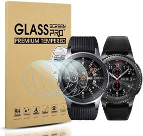 img 4 attached to 📱 Diruite 4-Pack Samsung Galaxy Watch 46mm/Gear S3 Screen Protector - Tempered Glass [2.5D 9H Hardness] [Anti-Scratch] (DO NOT Fit for Galaxy Watch 4 Classic 46mm)