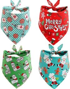 img 4 attached to 🎄 BoomBone 4 Pack Christmas Dog Bandanas: Festive Triangle Bibs Pet Scarves for Dogs