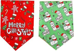 img 1 attached to 🎄 BoomBone 4 Pack Christmas Dog Bandanas: Festive Triangle Bibs Pet Scarves for Dogs