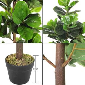 img 3 attached to 🌿 Enhance Your Space with 4ft Artificial Fiddle Leaf Fig Tree - Realistic Fake Tree for Home, Office, and Bathroom Corner Decor (2PCS)