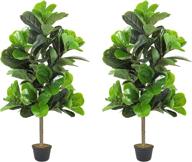 🌿 enhance your space with 4ft artificial fiddle leaf fig tree - realistic fake tree for home, office, and bathroom corner decor (2pcs) logo