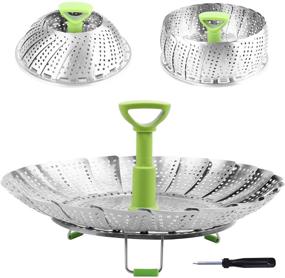 img 4 attached to 🥦 Flexible Stainless Steel Steamer Basket for Effortless Vegetable, Fish, and Seafood Cooking - Fits 5.1" to 9" Pots