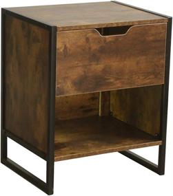 img 2 attached to 🌰 “Nutmeg Brown Finish Nightstand: Chic Black Frame with Drawer and Open Storage”