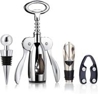 🍷 premium stainless steel wine opener set - compact corkscrew bottle opener with foil cutter & wine stopper логотип