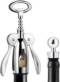 img 2 attached to 🍷 Premium Stainless Steel Wine Opener Set - Compact Corkscrew Bottle Opener with Foil Cutter & Wine Stopper