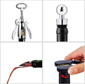 img 1 attached to 🍷 Premium Stainless Steel Wine Opener Set - Compact Corkscrew Bottle Opener with Foil Cutter & Wine Stopper