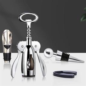 img 3 attached to 🍷 Premium Stainless Steel Wine Opener Set - Compact Corkscrew Bottle Opener with Foil Cutter & Wine Stopper