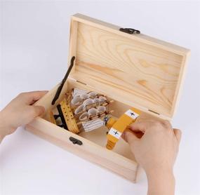 img 1 attached to 📦 Dedoot Unfinished Wood Box: Locking Clasp Jewelry & Crafting Organizer - 9.7x5.5x2.7 Inch