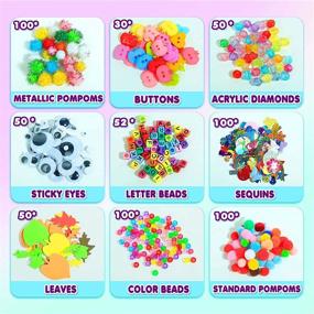 img 3 attached to 🎨 Kids Arts and Crafts Supplies Set – 1000+ PCS DIY Craft Art Kit with Pipe Cleaners, Pom Poms, Pony Beads, Googly Eyes, Storage Box – Ideal Gift for Boys and Girls Ages 5-12, Perfect for Christmas