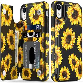 img 4 attached to LETO iPhone XR Case: Fashionable Flower Designs Leather Wallet Cover for Girls & Women, Flip Folio Case with Card Slots and Kickstand, Protective Phone Case for iPhone XR - Blooming Sunflowers