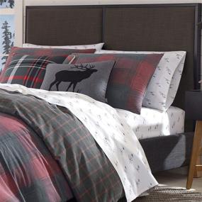 img 2 attached to 🛏️ Eddie Bauer Home Cattle River Collection: 100% Cotton Plaid Duvet Cover Set, Soft & Cozy, Premium Quality, Matching Shams, 3-Piece Bedding Set, Machine Washable, Queen, Red