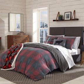 img 4 attached to 🛏️ Eddie Bauer Home Cattle River Collection: 100% Cotton Plaid Duvet Cover Set, Soft & Cozy, Premium Quality, Matching Shams, 3-Piece Bedding Set, Machine Washable, Queen, Red
