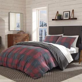 img 3 attached to 🛏️ Eddie Bauer Home Cattle River Collection: 100% Cotton Plaid Duvet Cover Set, Soft & Cozy, Premium Quality, Matching Shams, 3-Piece Bedding Set, Machine Washable, Queen, Red
