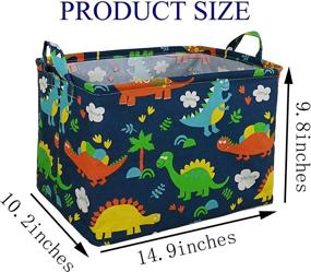img 3 attached to ACMUUNI REC Canvas Clothes Basket Laundry Hamper with Handles, Waterproof Cotton Storage Organizer Perfect for Kids Boys Girls Toys, Nursery, Gift Basket - Blue Dinosaur Design