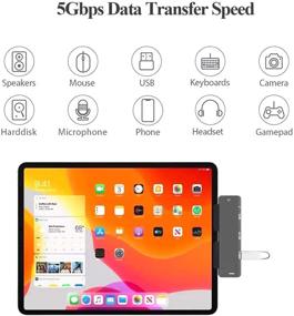 img 3 attached to 💻 Lrfeng 7-in-1 USB C Hub for iPad Pro 2021/2020/2018 - HDMI, USB 3.0, 3.5mm Audio, USB-C & 60W PD Dock