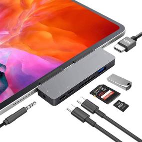 img 4 attached to 💻 Lrfeng 7-in-1 USB C Hub for iPad Pro 2021/2020/2018 - HDMI, USB 3.0, 3.5mm Audio, USB-C & 60W PD Dock