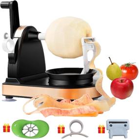 img 4 attached to 🍏 FEINARY Apple Peeler Slicer Corer Set with Bonus Orange Peeler - Stainless Steel Blade, Suction Base, Durable Multi-function, Spare Blade Included, Quick and Safe - Black