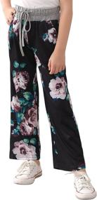 img 4 attached to 👖 Stylish and Functional: GORLYA Workout Drawstring Trousers BlackPrint Girls' Clothing for Active Lifestyles