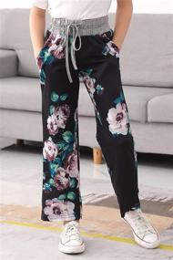 img 1 attached to 👖 Stylish and Functional: GORLYA Workout Drawstring Trousers BlackPrint Girls' Clothing for Active Lifestyles