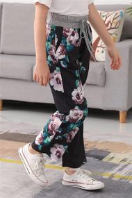 img 2 attached to 👖 Stylish and Functional: GORLYA Workout Drawstring Trousers BlackPrint Girls' Clothing for Active Lifestyles