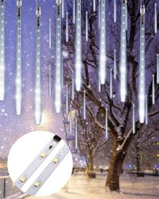 img 4 attached to 🎄 Enhance Your Outdoor Christmas Décor with 11.8 inch 10 Tubes 240 LED White Meteor Shower Raindrop Lights – Timer Function Included!