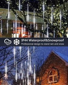 img 3 attached to 🎄 Enhance Your Outdoor Christmas Décor with 11.8 inch 10 Tubes 240 LED White Meteor Shower Raindrop Lights – Timer Function Included!