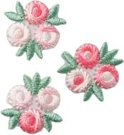 🌸 wrights pink and white floral applique fabric iron on patches, 3 pieces, 3/4 inch logo