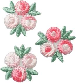 img 2 attached to 🌸 Wrights Pink and White Floral Applique Fabric Iron On Patches, 3 Pieces, 3/4 Inch