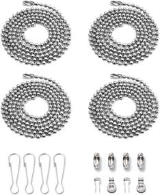 img 4 attached to 🌀 Wayilea Ceiling Fan Pull Extension Chain Set, Light Chain Extender Stainless Steel Silver 3.2mm Beaded Ball, Fan Cord Pull String Replacement (Set of Four 35.4 Inch Chains, Eight connectors, and Four Hooks)