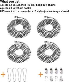 img 3 attached to 🌀 Wayilea Ceiling Fan Pull Extension Chain Set, Light Chain Extender Stainless Steel Silver 3.2mm Beaded Ball, Fan Cord Pull String Replacement (Set of Four 35.4 Inch Chains, Eight connectors, and Four Hooks)