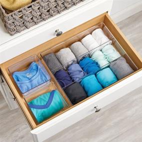 img 2 attached to 📦 mDesign Clear Plastic Drawer Organizer Box - Pack of 3 Storage Bins for Bedroom Closets; Ideal for Organizing Leggings, Socks, Ties, Shirts, and Camisoles