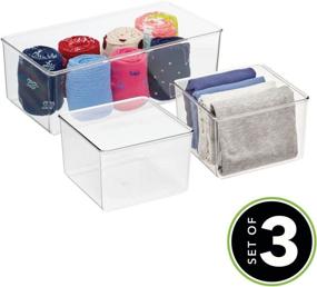 img 3 attached to 📦 mDesign Clear Plastic Drawer Organizer Box - Pack of 3 Storage Bins for Bedroom Closets; Ideal for Organizing Leggings, Socks, Ties, Shirts, and Camisoles